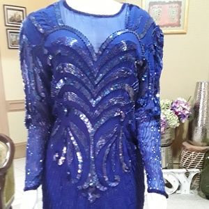 Royal Blue Beaded Evening Dress/Wedding Guest